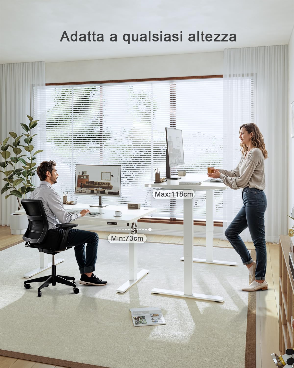 JUMMICO Scrivania Regolabile in Altezza, Scrivania Regolabile Elettrica con Smart Panel da caricatore USB, Scrivania in Piedi con Funzioni di Memoria, Standing Desk 160 x 70 cm, Bianco