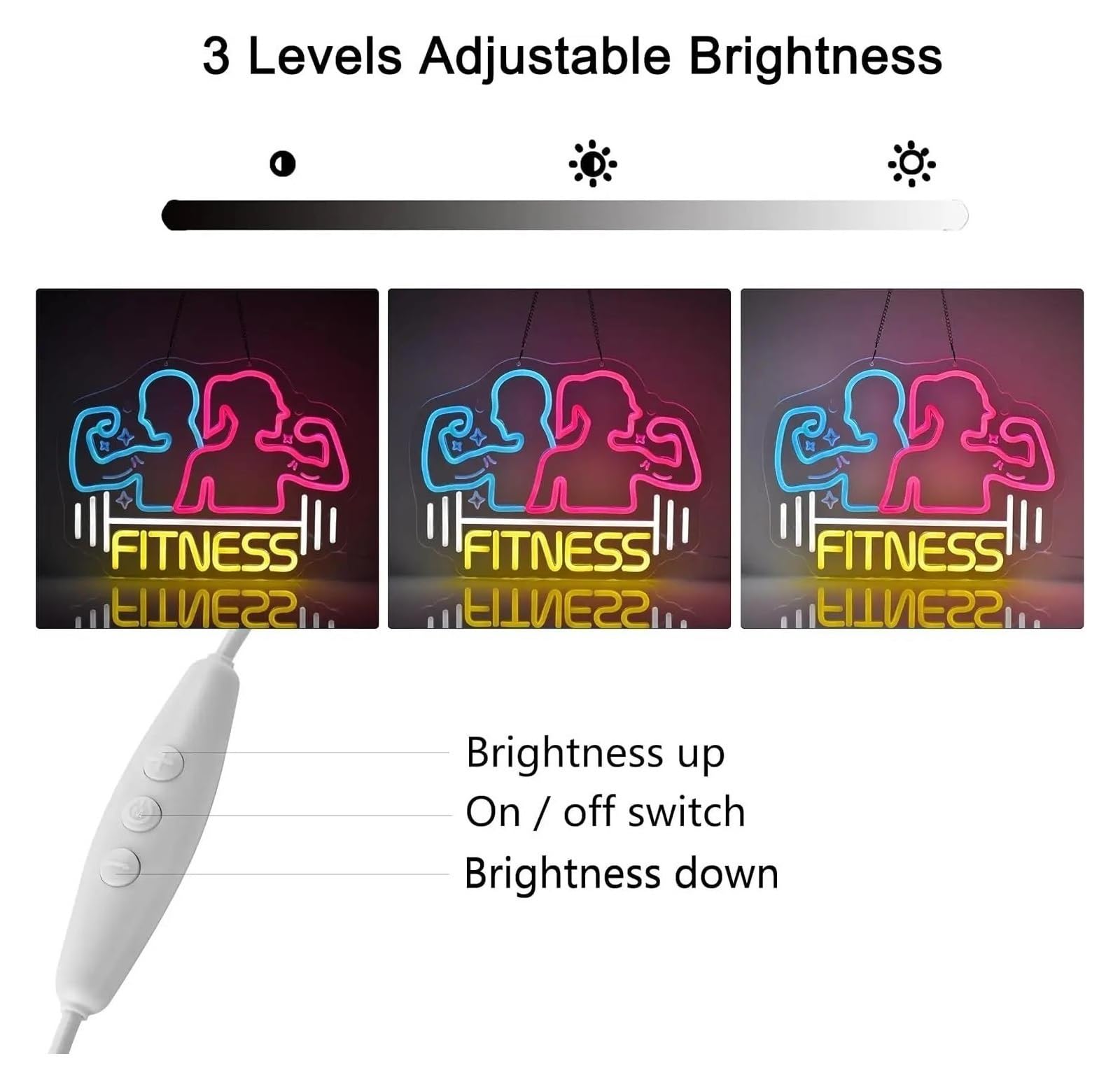 Insegna luminosa al neon Fitness per insegna al per neon per luce LED alimentata tramite per USB per palestra