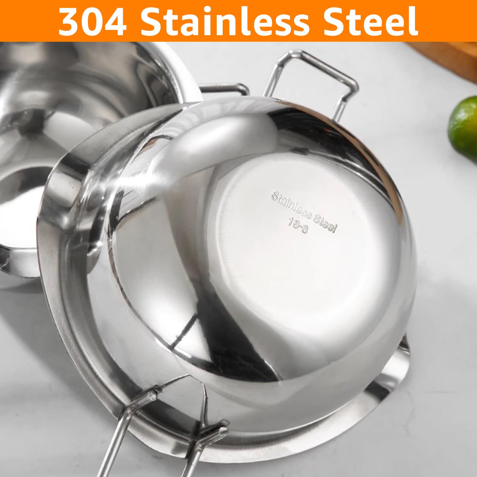 Ciotola Fusione Acciaio Inox 304 Da 400ml - Per Cioccolato, Burro E Salse A Bagnomaria