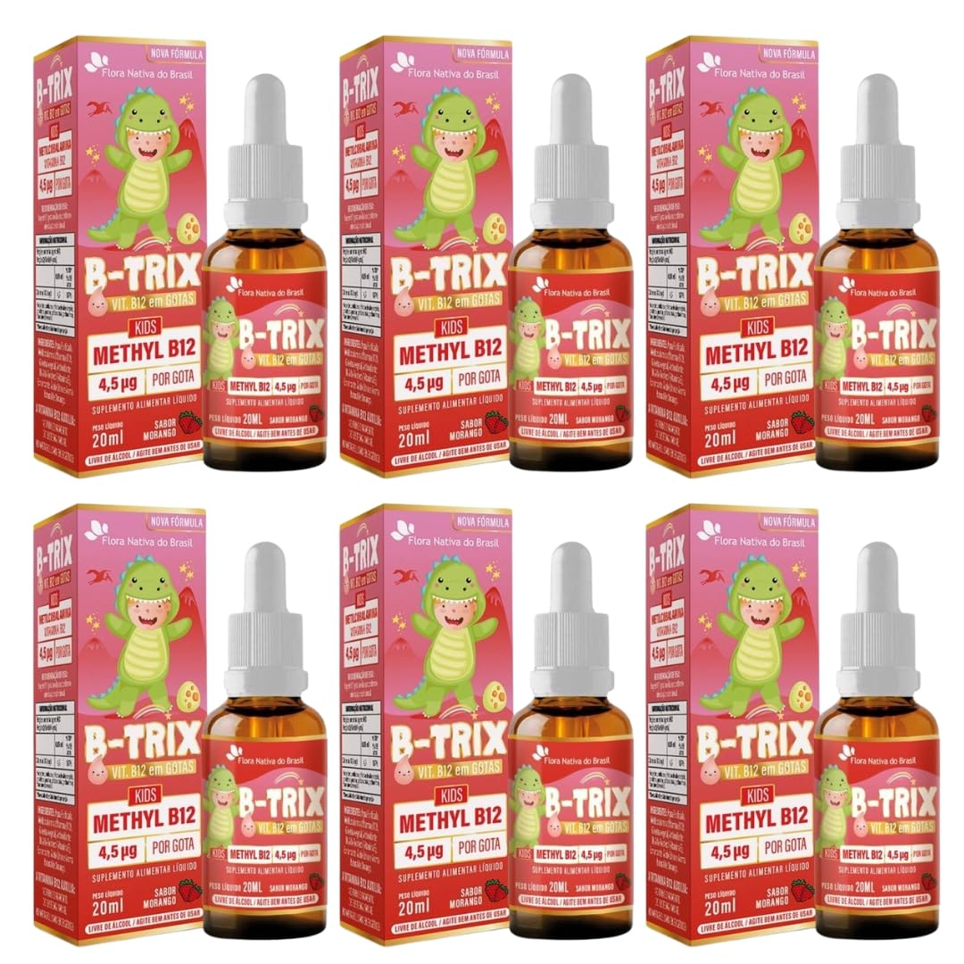 Kit Com 6 B-TRIX Vitamina B12 Kids em Gotas 20ml Flora nativa do Brasil em promoção! Veja a oferta e mais achadinhos de Vitaminas & Suplementos 2 Hoje é o melhor dia para comprar Kit Com 6 B-TRIX Vitamina B12 Kids em Gotas 20ml Flora nativa do Brasil com aquele preço maroto! Promoção! Aproveite a oferta! 2