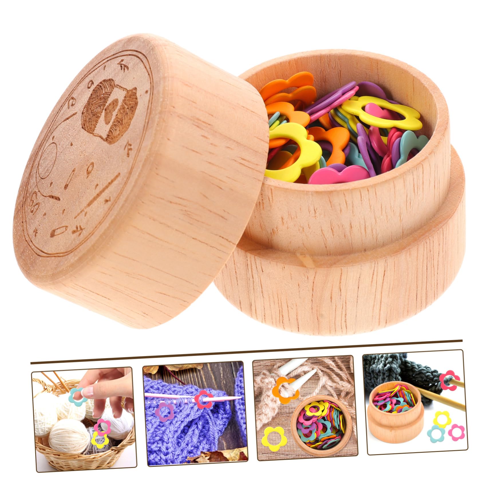 SHINEOFI 3 Juegos Juego De Hebillas Marcadoras Rompecabezas Marcadores De Punto De Punto Marcadores De Punto Para Crochet Equipo Hilo De Bordado Ganchos De Crochet Tejido De Punto De Madera