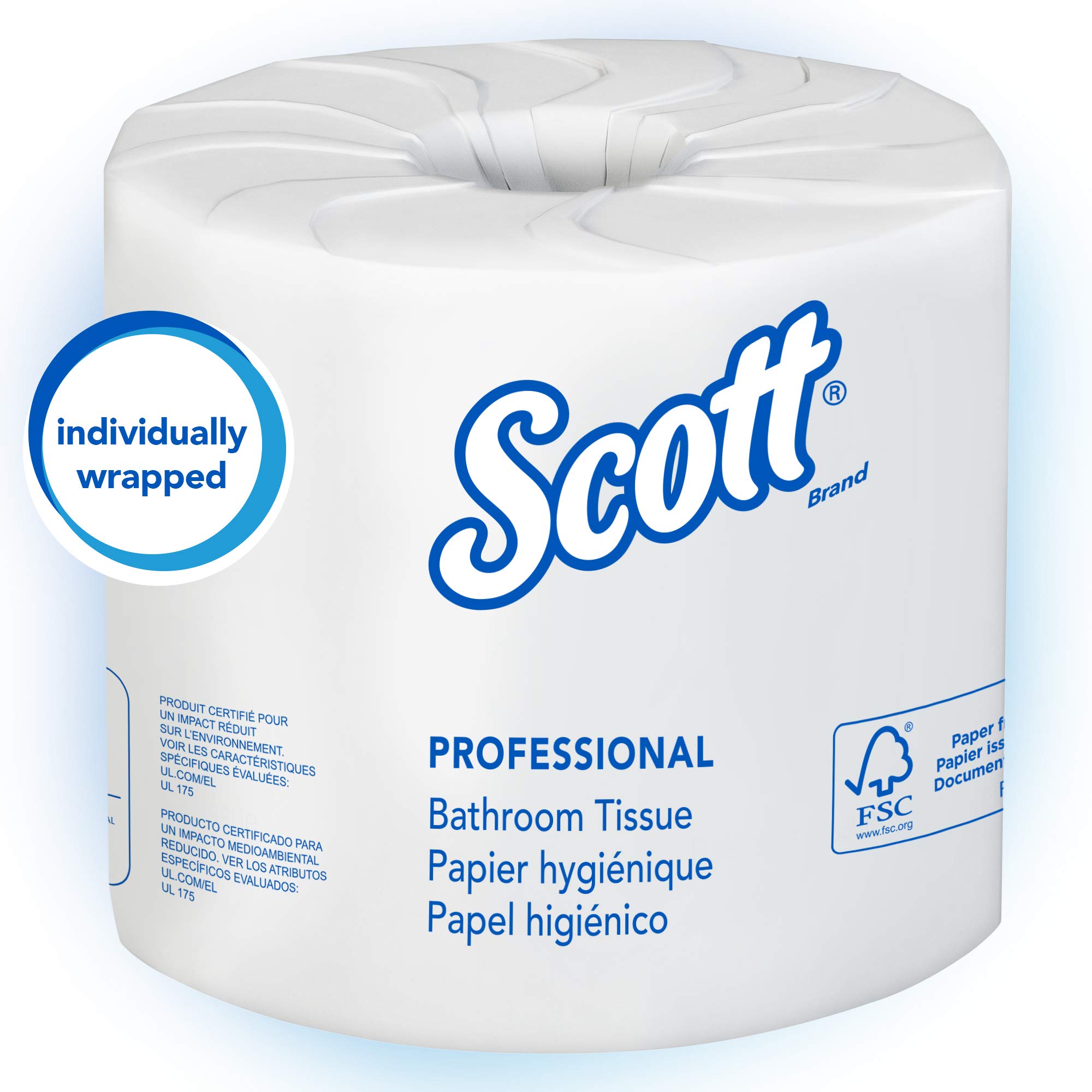 Scott Essential Professional 100% Recycled Fiber Bulk Toilet Paper for Business (13217), 2-PLY Standard Rolls, White, 80 Rolls / Case, 506 Sheets / Roll (Packaging may vary)