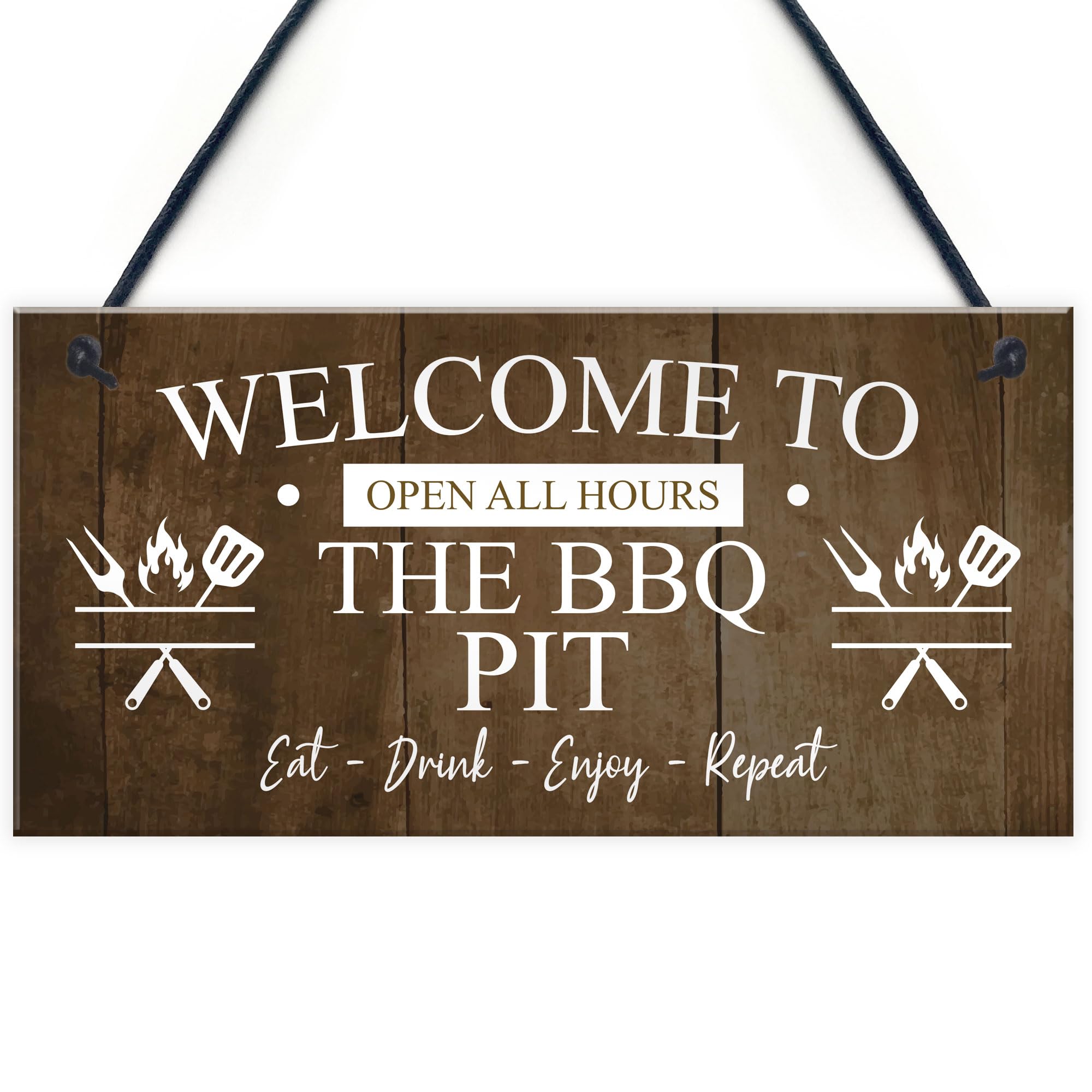 Red Ocean The BBQ Pit Hanging Outdoor Garden Barbecue Gift Barbecuing Area Sign