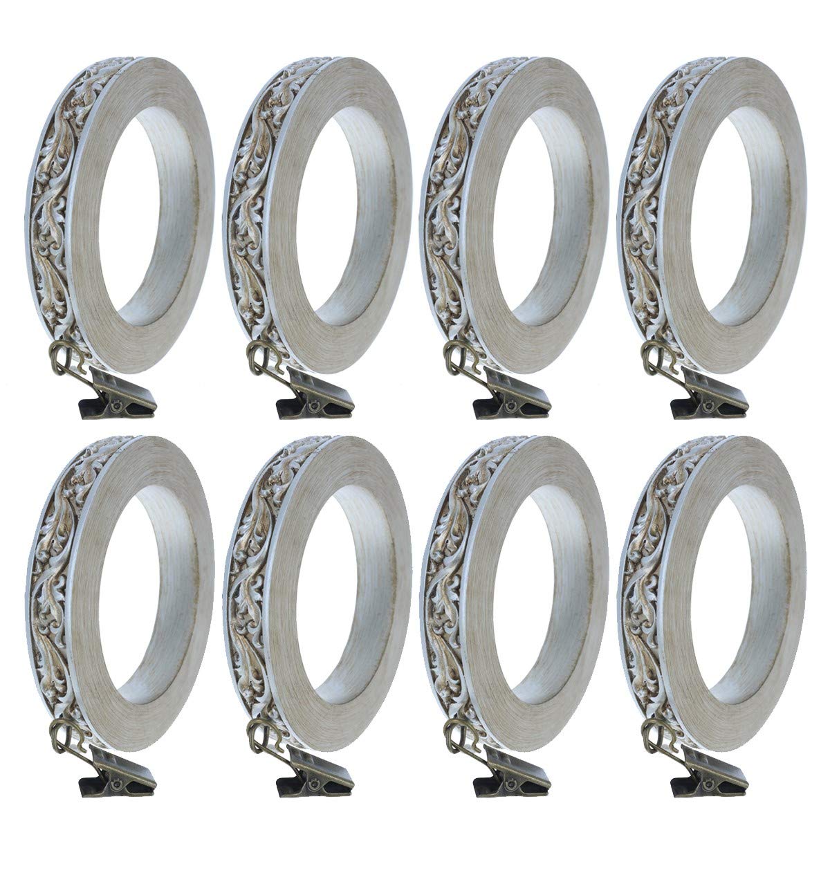Urbanest Set of 8 French Scroll Designer Curtain Rings, 2 1/2-inch Inner Diameter, Pewter