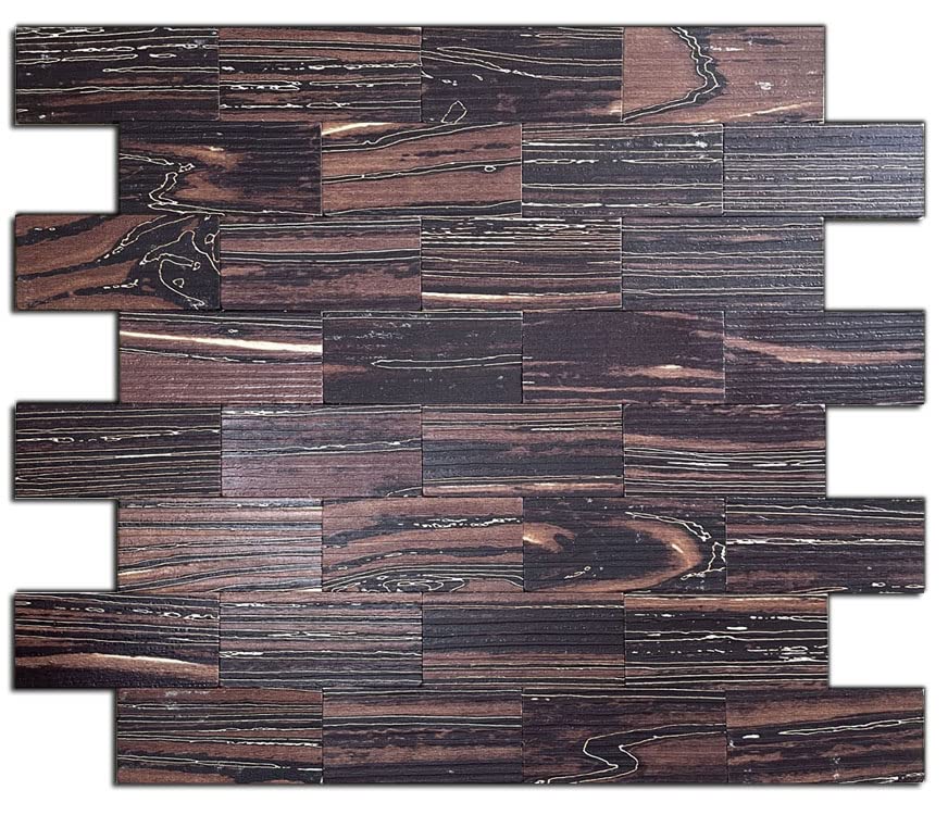 XUANINY Peel and Stick Tile Backsplash Subway Self-Adhesive Metal Wood Tile Aluminum Wall Sticker, Stick on Kitchen Backsplash, Bathroom Vanities (11.81"x11.81") (10, Coffee Wood Grain)