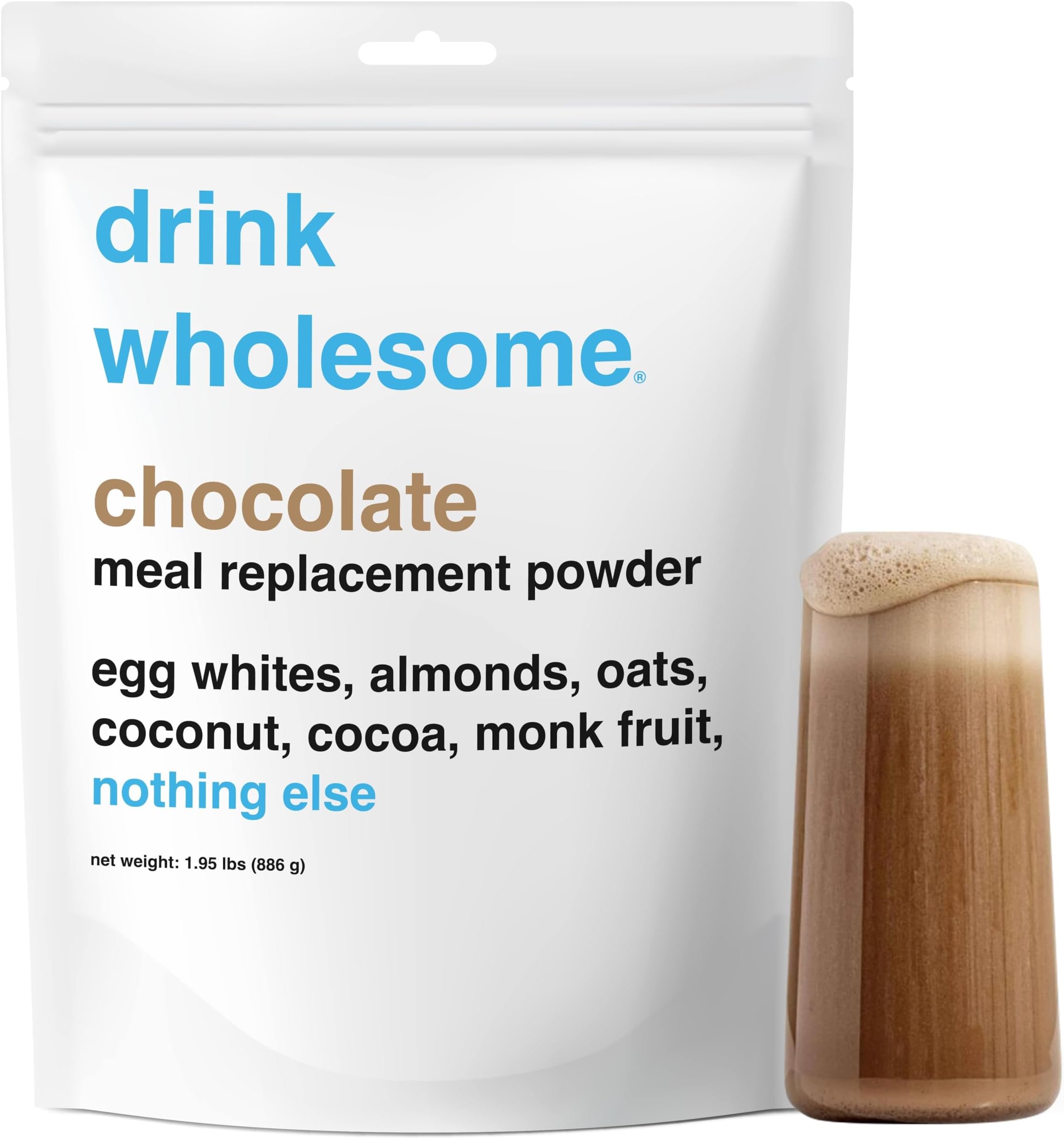 Drink Wholesome Chocolate Meal Replacement Powder | for Sensitive Stomachs | Gut Friendly | Additive & Dairy Free | No Artificial Sweeteners | No Bloating, Farts or Gas | No Constipation or Diarrhea