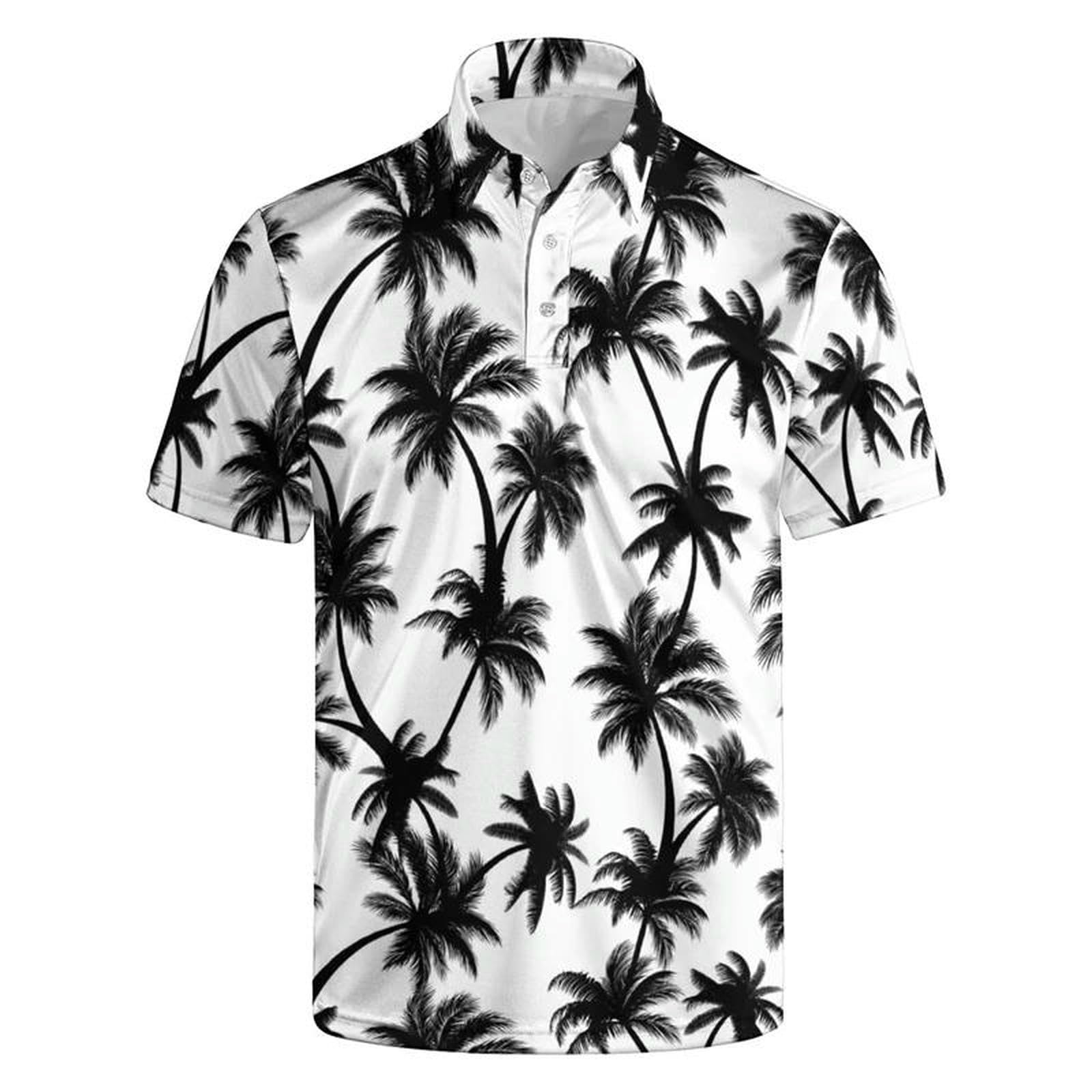 Męski T-shirt z nadrukiem 3D, koszulka męska na lato, tropikalne rośliny, grafika, krótkie rękawy, t-shirty, topy, casualowe guziki, revers, Tees-a--140 (9-10 t)
