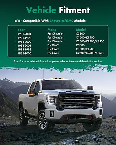 Miniatura 7 de SCITOO Espejos de remolque compatibles con 1988-1998 para Chevy Silverado para GMC Sierra 1500 2500 3500 Pickup Truck Power Adjusted, sin señal de