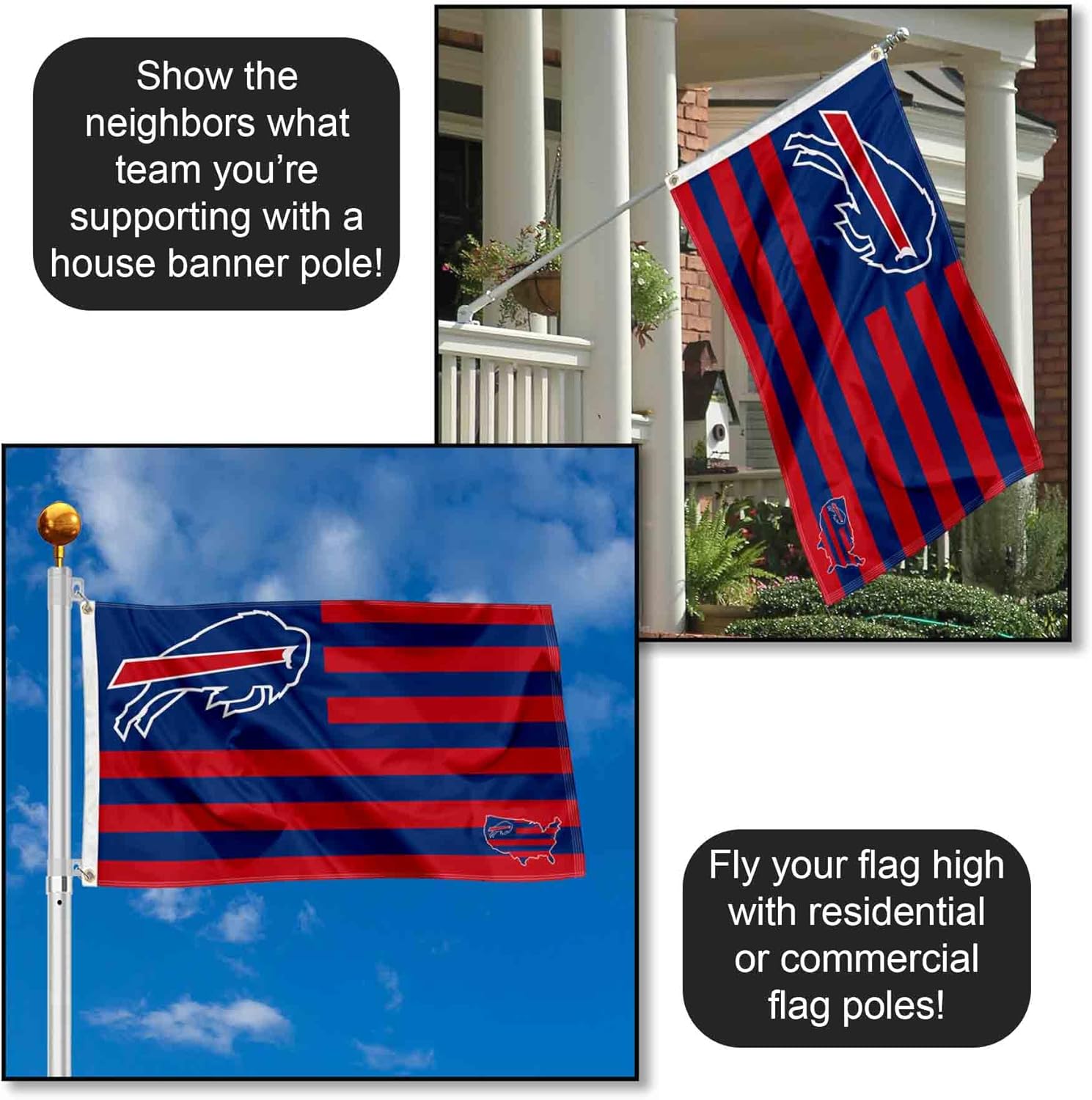 Buffalo Bills USA American Nation Stripes 3x5 Grommet Flag - Image 3