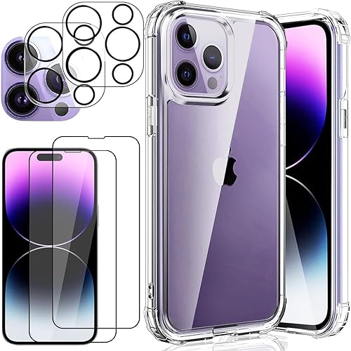 Miniatura 8 de Funda transparente 5 en 1 para iPhone 13 de 6.1 pulgadas, con 2 protectores de pantalla y 2 protectores de lente de cámara, película de vidrio