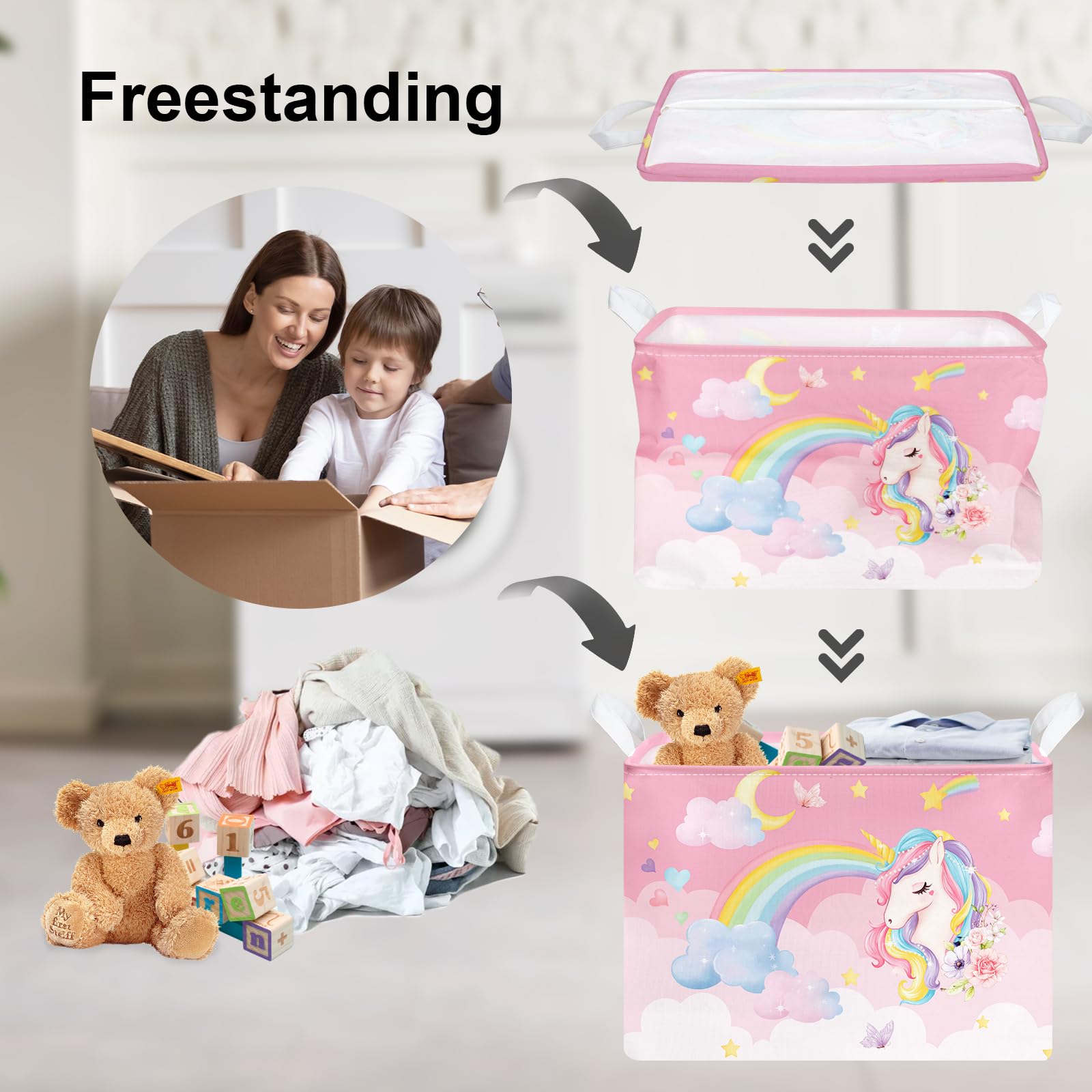 Organisateur Porte Clastyle Licorne - 5 Compartiments, 144x40cm - Rangement Jouets/vêtements Enfant