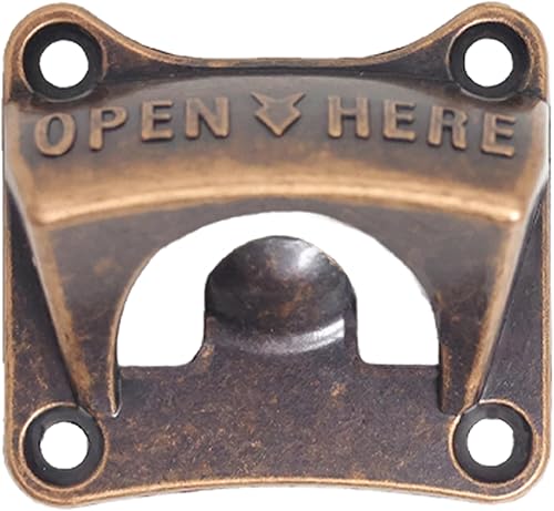 Miniatura 16 de Abridor de botellas montado en la pared, cuadrado, latón, refresco, cerveza, abrebotellas, montable bronce antiguo (paquete de 2) Bronce