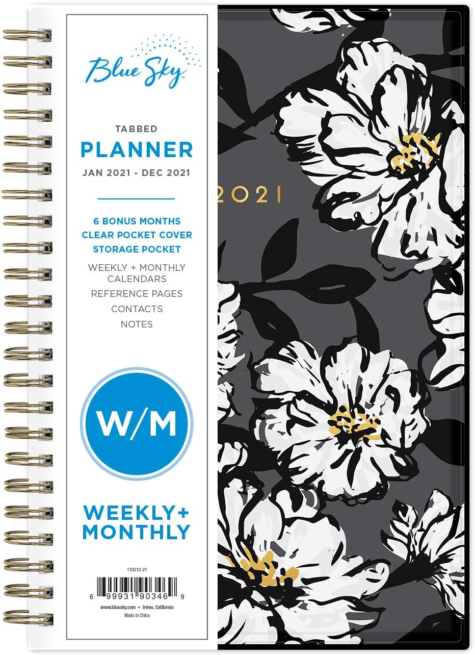 Blue Sky 2021 Weekly & Monthly Planner, Flexible Cover, Twin-Wire Binding, 5" x 8", Baccara Dark (110212-21)