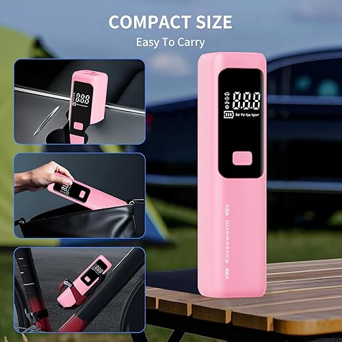 Miniatura 3 de Compresor de aire portátil para inflador de neumáticos, apagado automático, bomba digital recargable inalámbrica para neumáticos de automóvil, SUV,