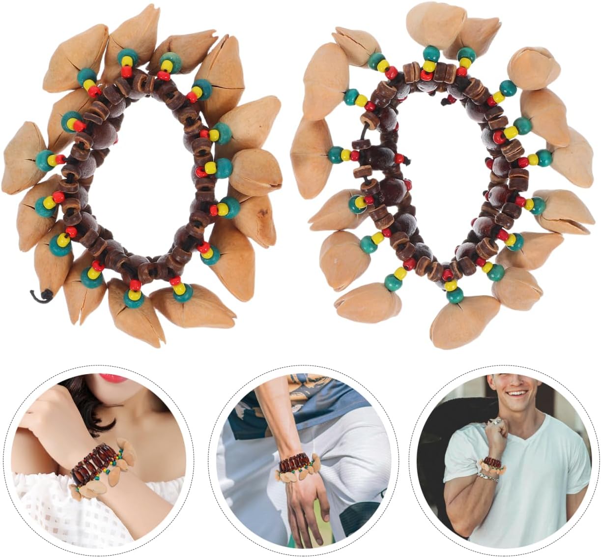 African Tribal Style Bracelet Coconut Shell Wrist Bells for Women Lightweight and Unique Design Perfect for Music Lovers and Festive Occasions