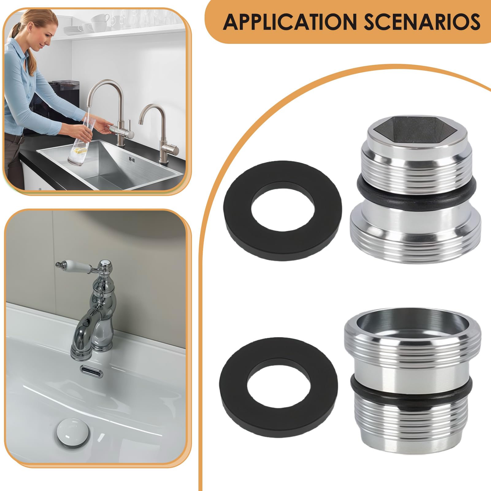 2 Pezzi Adattatori per Rubinetto M18.5 a M22 in Metallo, Connettori per Filtri Acqua e Aeratori, Realizzati in Rame e Acciaio Inossidabile, Resistenti alla Corrosione per Cucina e Bagno