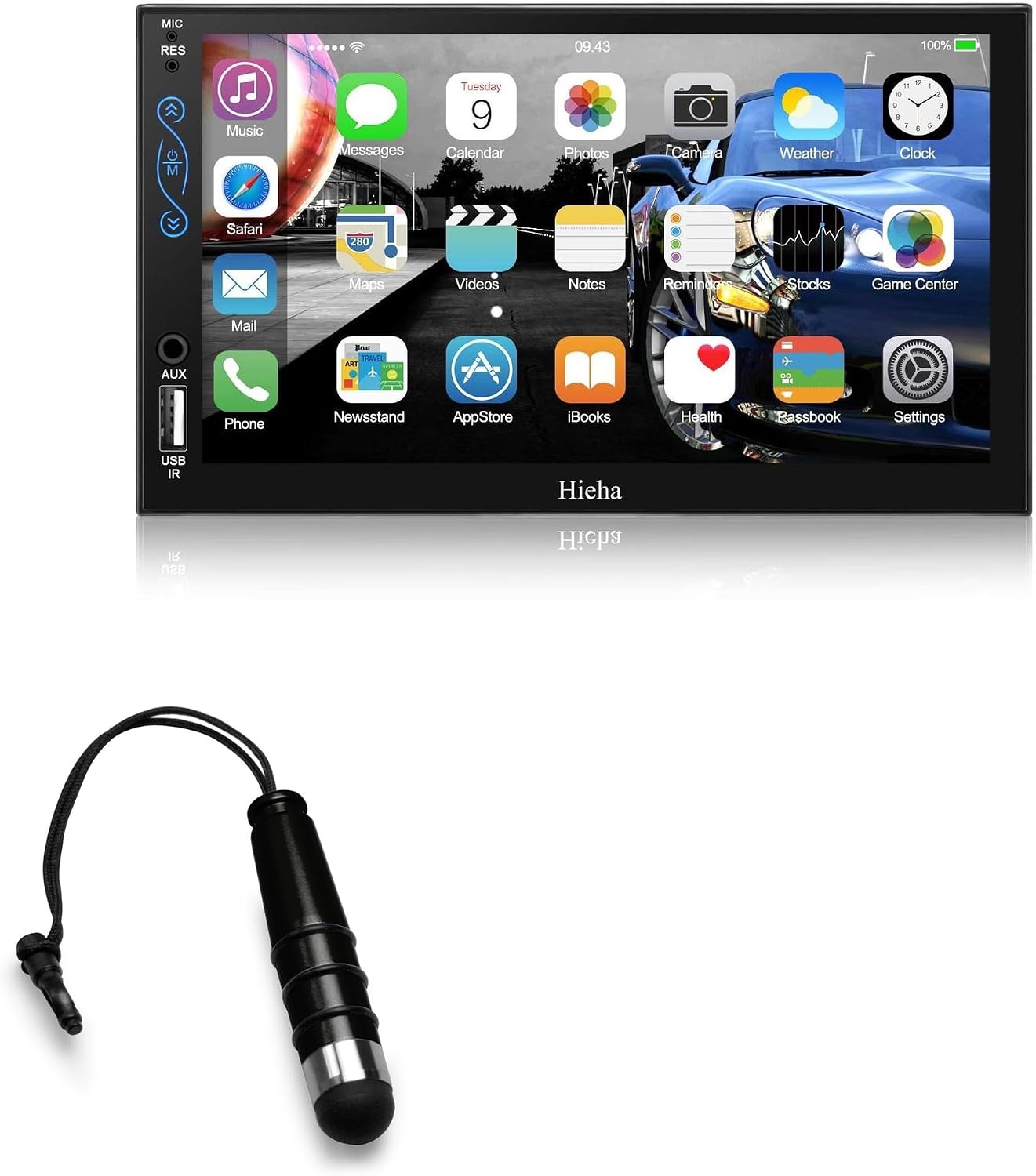 BoxWave Stylus Pen Compatible with Hieha 7" Double Din Car Stereo (Wired Carplay & Android Auto) - mini Capacitive Stylus, Small Rubber Tip Capacitive Stylus Pen - Jet Black