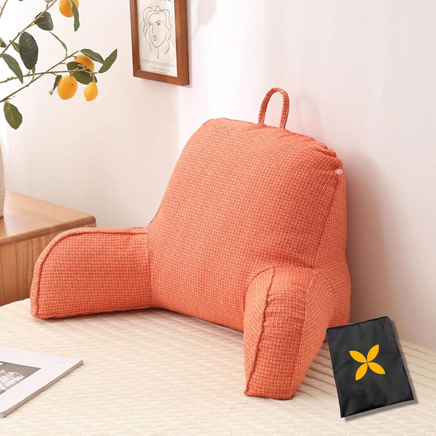 Reading Pillow, with Great for Back Support, Relaxing or Watching TV, Washable, Bed Rest Pillows with Arm Rests, Stuffed Back Pillow with PP Cotton, 75x50x40cm