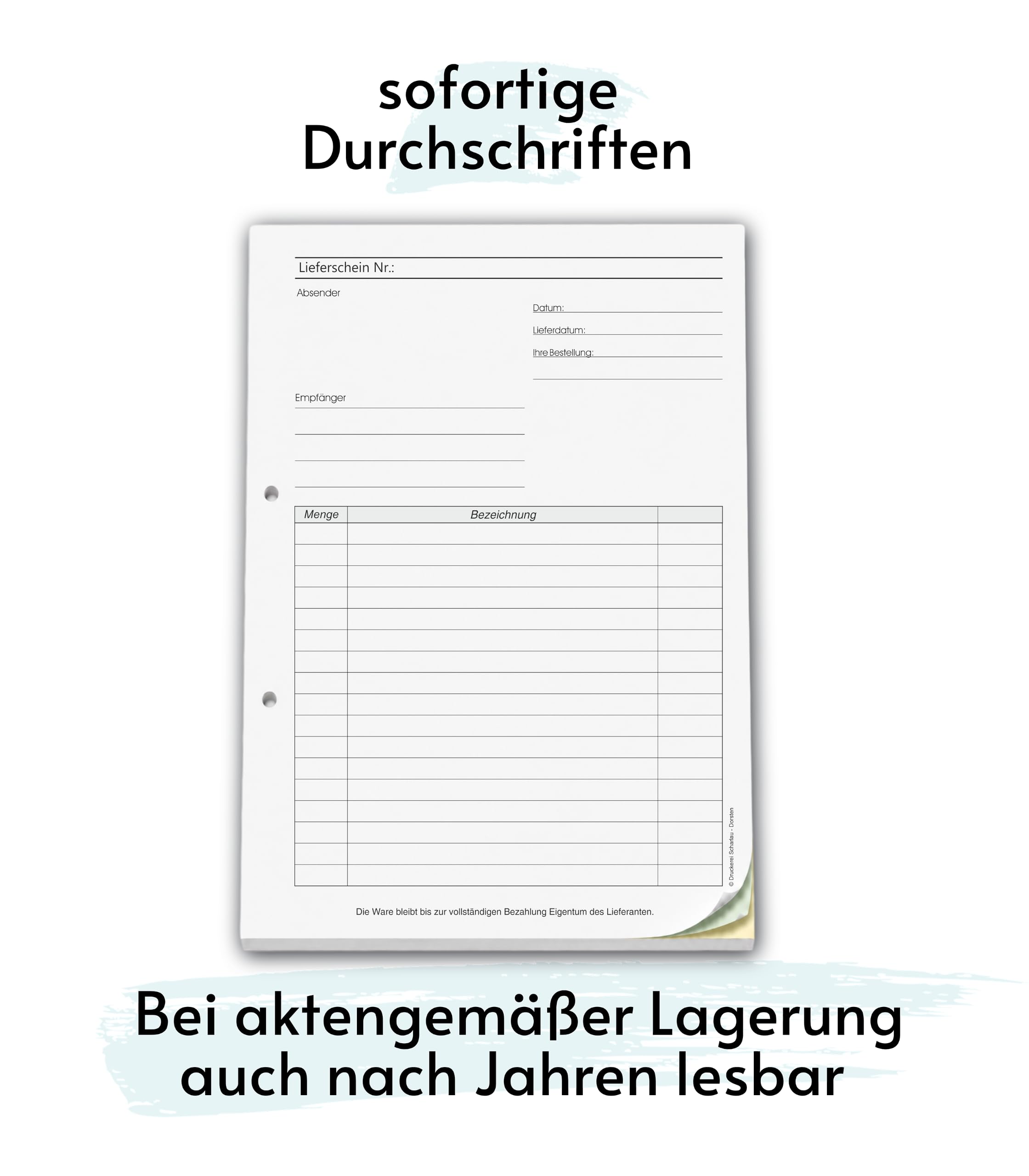 5x Lieferscheinblock DIN A4 3-fach SD 3x30 Blatt gelocht