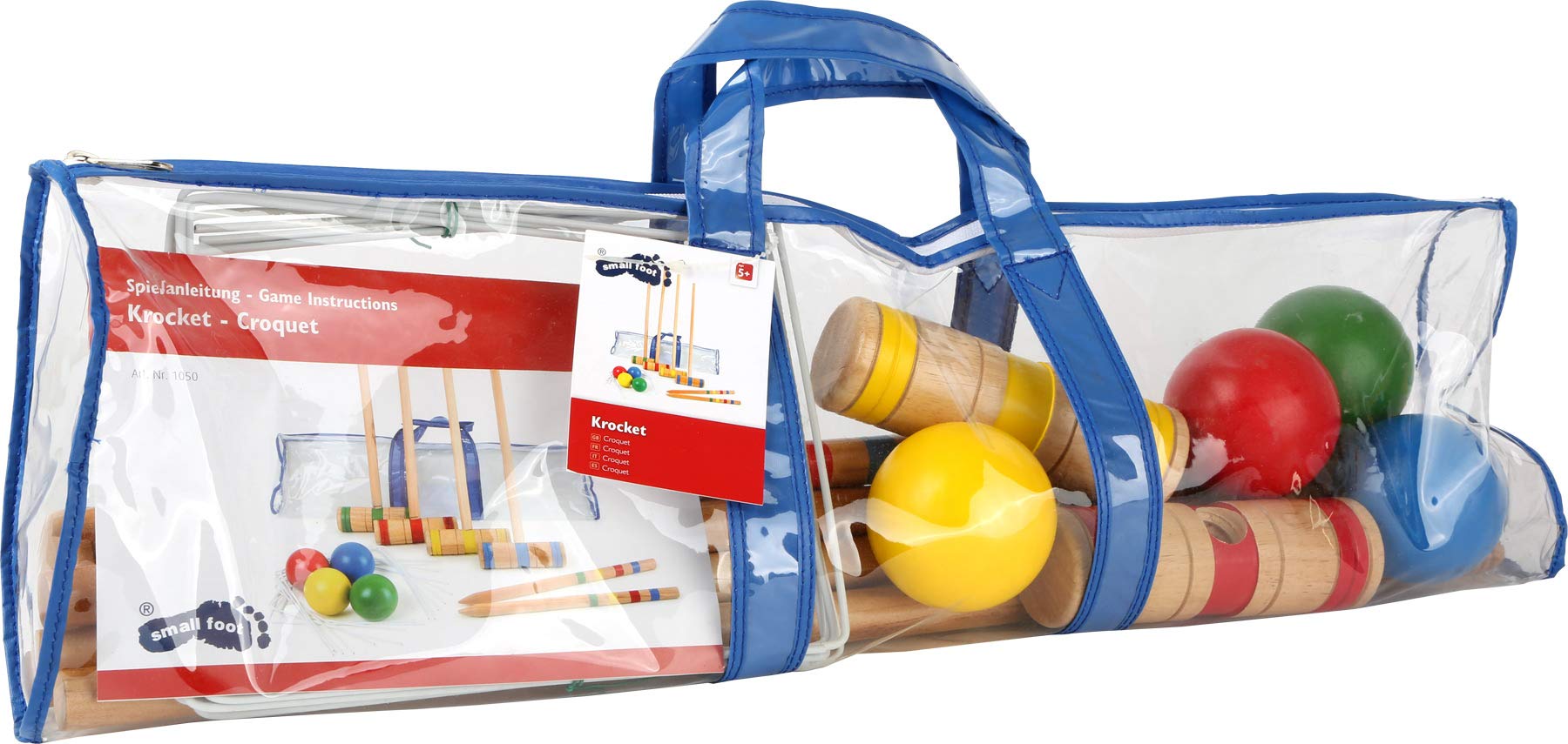 Small Foot 1050 set de croquet en bois, jouet d'extérieur avec accessoires, 19 pièces, à partir de 5 ans