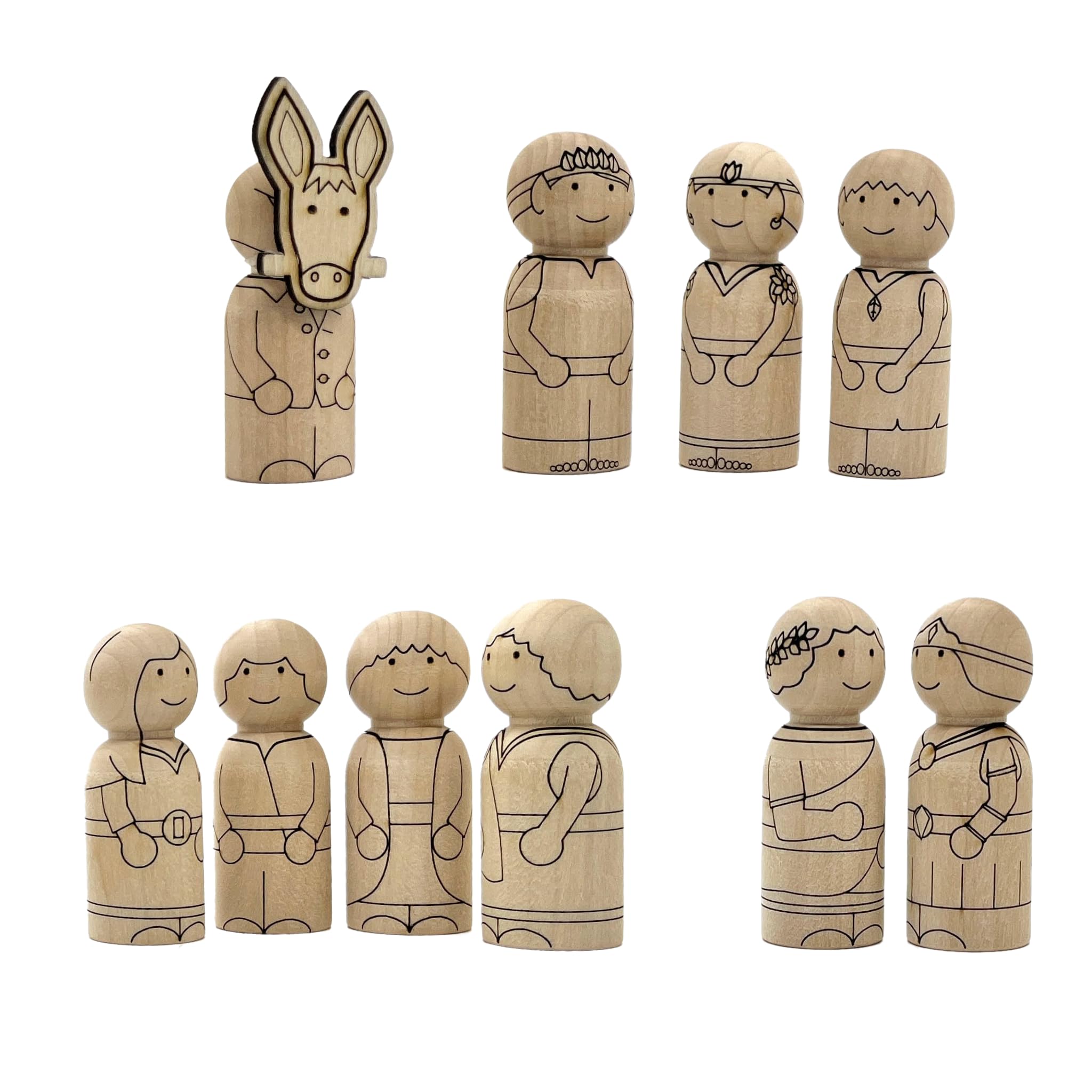 Midsummer Night's Dream Peg Doll Set - William Shakespeare - Storytelling Aide - Natural Wooden Characters - DIY Color Your Own
