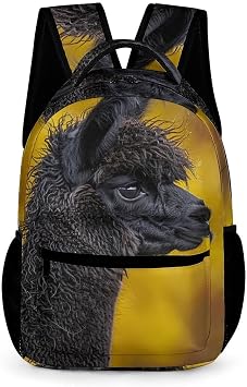Travel Backpack for Women Men Carry On Backpack Black Alpaca Photo Laptop Bag Lightweight Casual Daypack