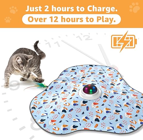 Miniatura 4 de Juguetes interactivos para gatos recargables juguete interactivo para gatos con campanilla, juguetes automáticos para gatos de interior, juguete de