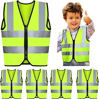 Kids Safety Vest Construction Reflective Traffic Vest for Running and Preschool Children (4 Pieces)