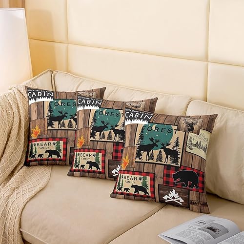 Miniatura 4 de Paquete de 4 fundas de almohada retro de 18 x 18 pulgadas, fundas de cojín de caza de animales salvajes, fundas de cojín de caza de animales