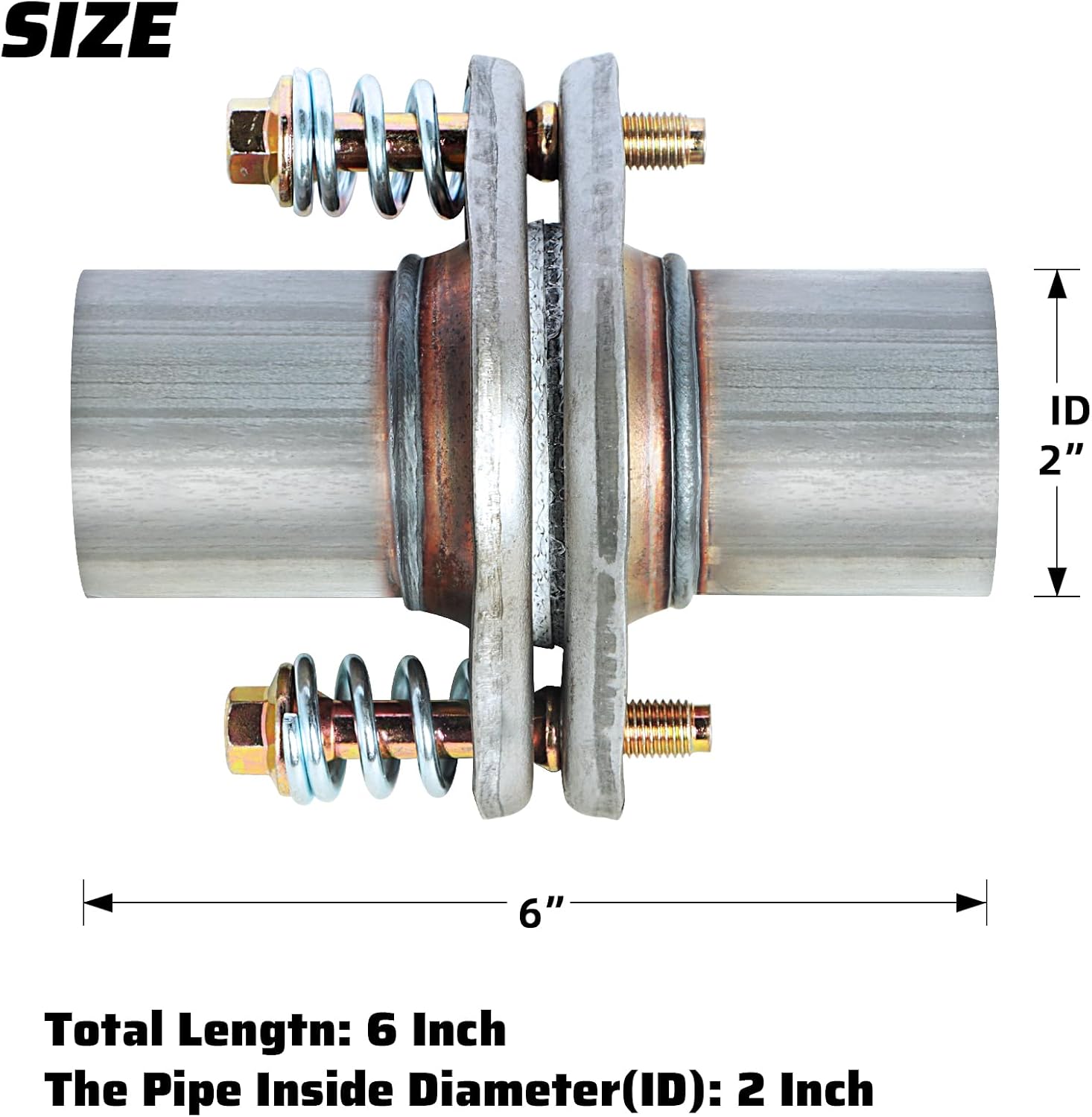 2 inch Exhaust Flex Spring Flanges 409 Stainless Steel, Exhaust Flange Spring Joint with Bolt and Gasket Universal Fit for Car Truck SUV Aftermarket