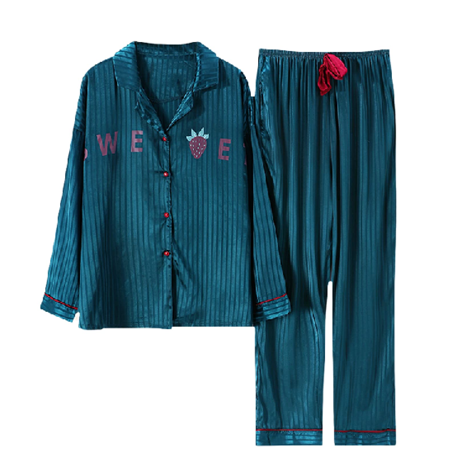 Pyjama femme en satin de soie XL | Ensemble de nuit imprimé à boutons