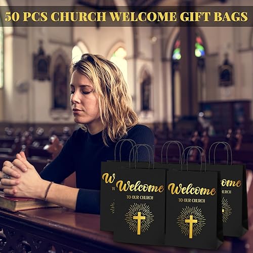 Miniatura 7 de Chuangdi 50 bolsas de regalo de bienvenida para la iglesia, bolsas de bienvenida religiosas, bolsas de regalo de bienvenida a nuestra iglesia,