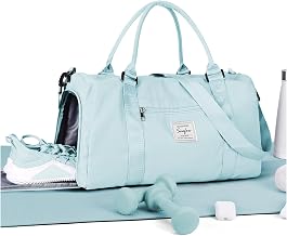 Gym Bag Womens,Travel Duffel Carry on Bag Sport Tote Bag Weekend Overnight Bag, A1-Light Blue, Large, Gym Bag