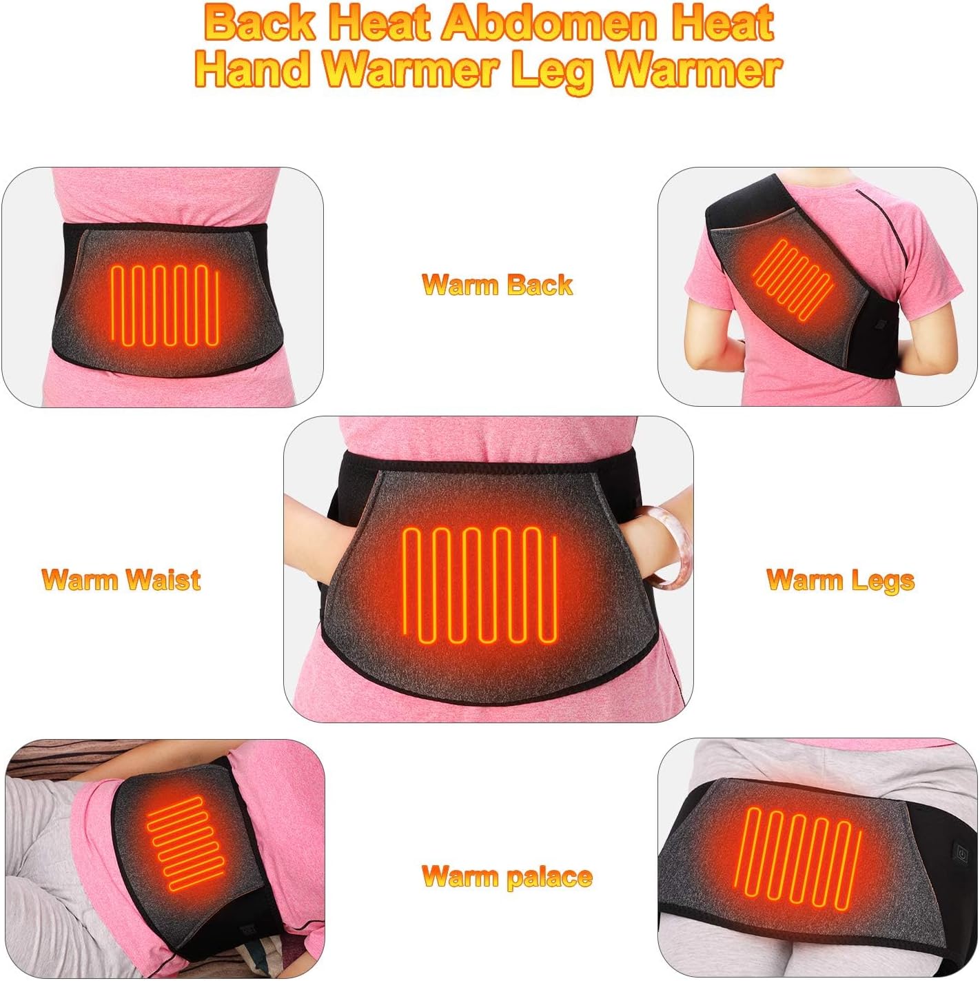 CUEHEAT Heated Waist Belt, Cordless Portable Back and Belly Heating Pad for Women and Girl, Electric Rechargeable Battery Powered