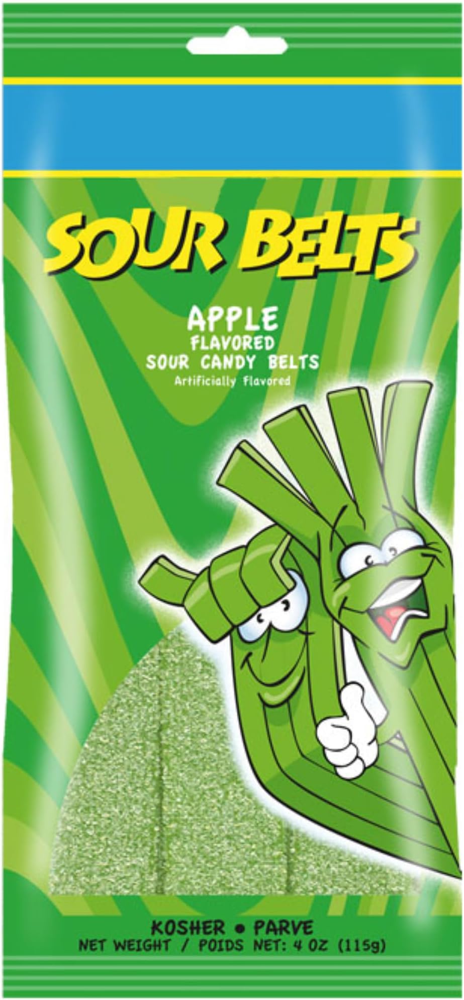 Snacktery Green Apple Sour Belts - St Patricks Day Candy Belts - Vibrant & Tangy Sour Strips - Vegan & Kosher Green Candy for St. Patricks Day Candy Party Favors - 4 Ounce Pack