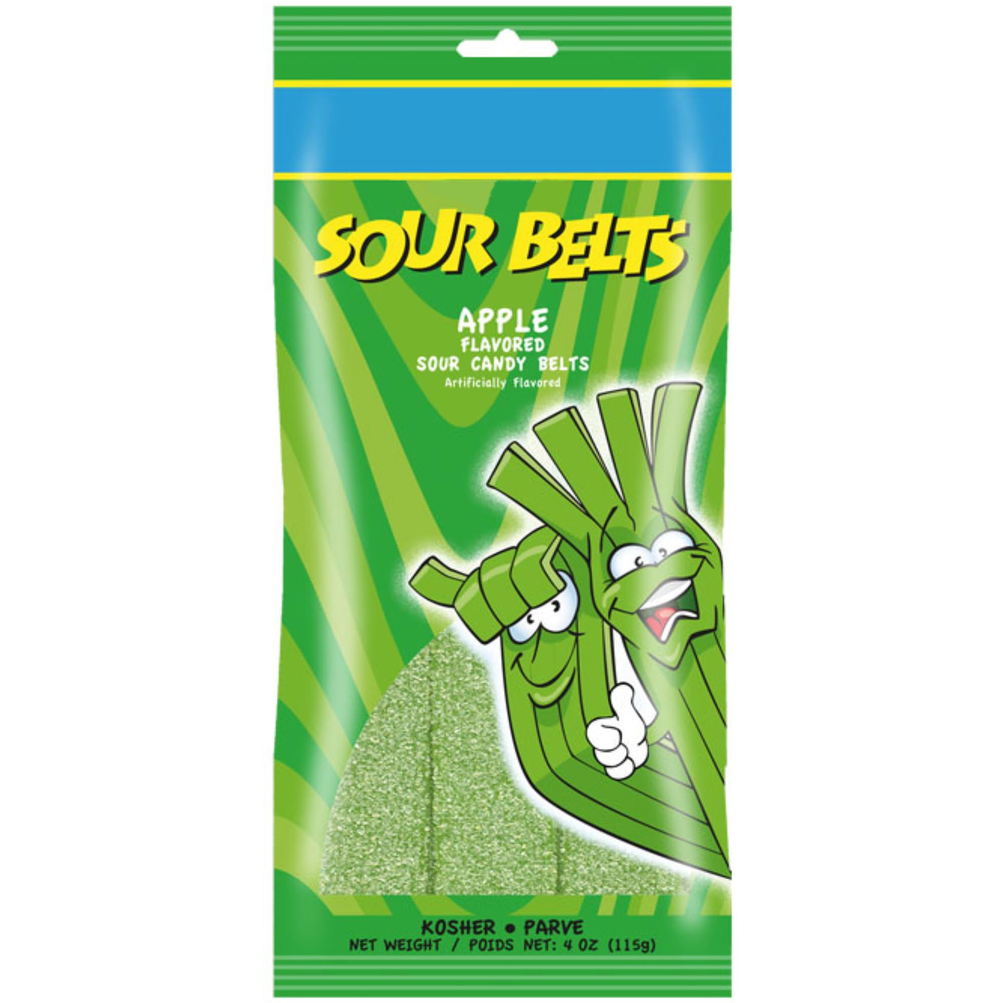 Snacktery Green Apple Sour Belts - St Patricks Day Candy Belts - Vibrant & Tangy Sour Strips - Vegan & Kosher Green Candy for St. Patricks Day Candy Party Favors - 4 Ounce Pack