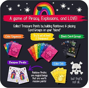 Goliath Games Rainbow Pirates: A Game of Piracy, Explosions and Love! | Party Games | Card Games | for 2-5 Players | Ages 7+,Black