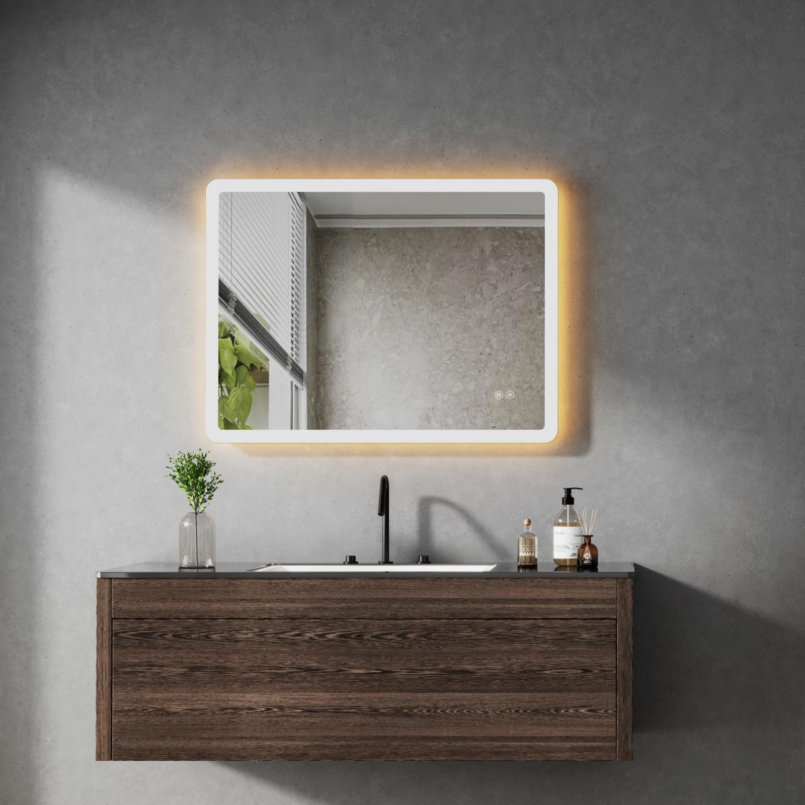 Cozynest Badezimmerspiegel mit Beleuchtung 80x60cm Rechteckig Badspiegel LED Spiegel Badezimmer Wandspiegel Touchschalter mit 3 Lichtfarben Dimmbar,Speicherfunktion, IP44 Wasserdicht,Energiesparend