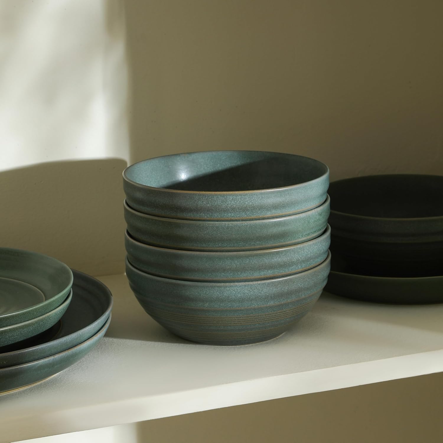 Stone Lain Elio 4-Piece Bowl Set Stoneware, Green