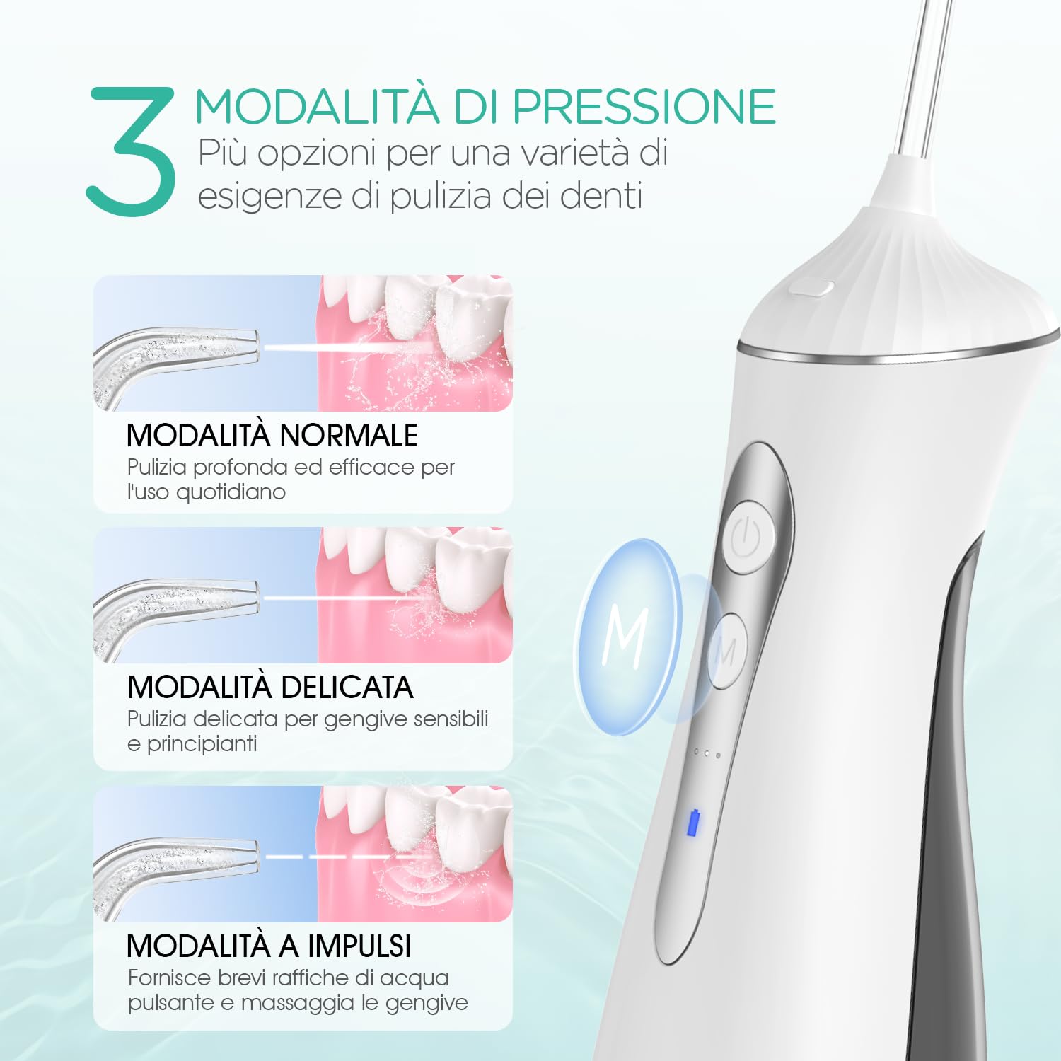 VOYOR-HEALTH Idropulsore Dentale Portatile con 4 Ugelli Girevoli 3 Modalità Irrigatore Dentale, Pulizia Denti Idropulsore, Impermeabile IPX7 Ricaricabile USB, Adatto per i Viaggi a Casa WF400 (Nero)