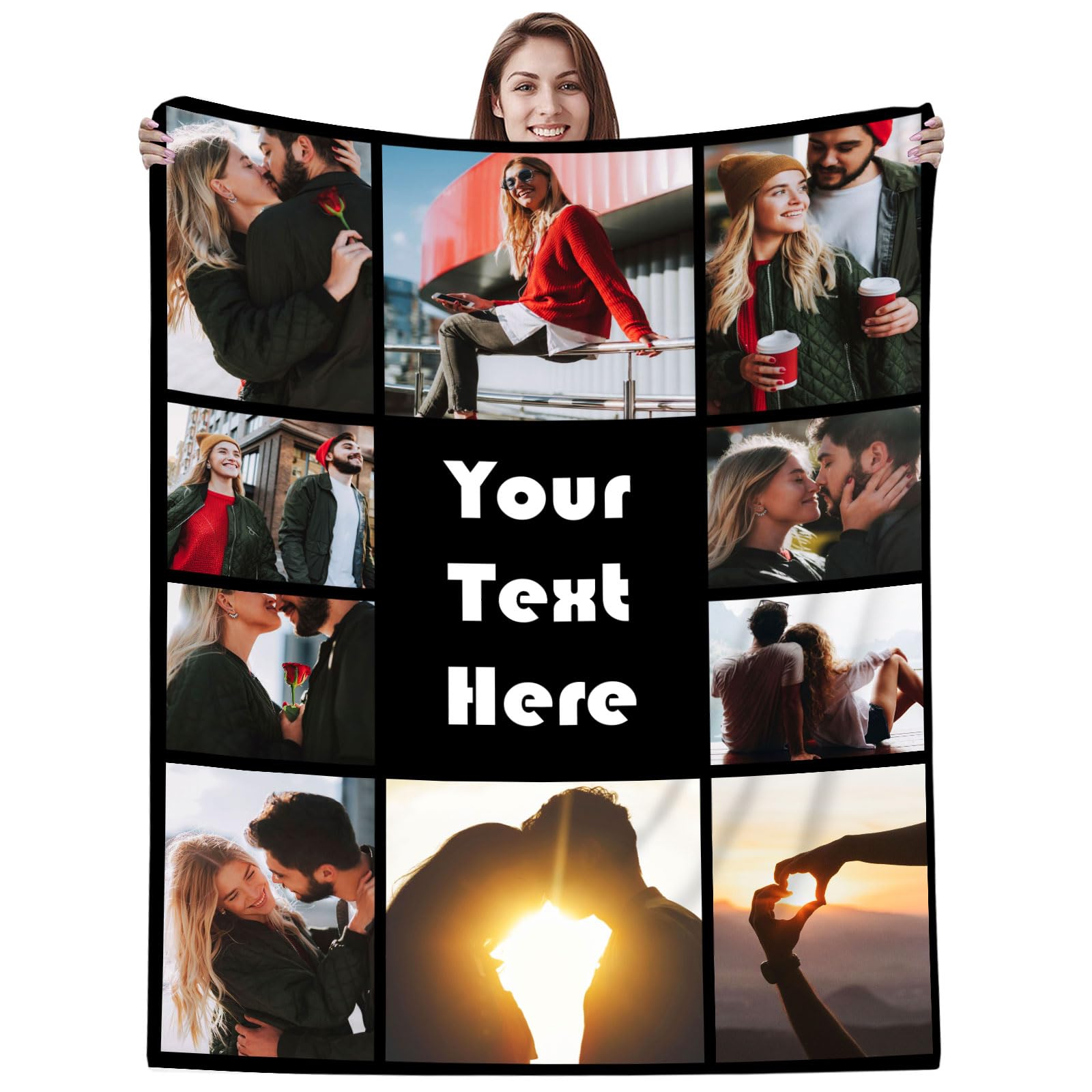 NIBESSER Custom Blanket with Photos Personalised Photo Blanket for Adult with Photos&Text Flannel Throw Blanket Personalised Couples Gifts Birthday for Women Men(80x120cm)