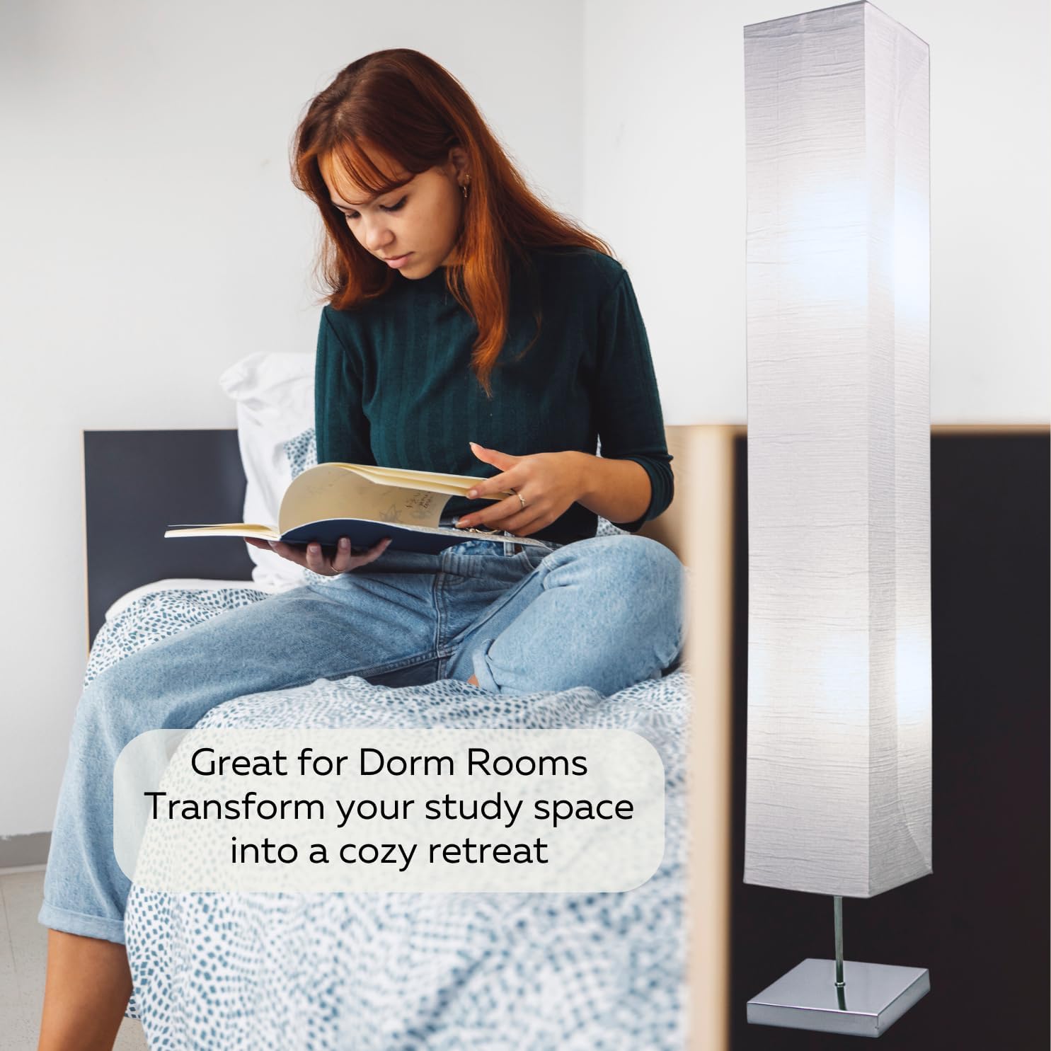 LIGHTACCENTS Home Decor Floor Lamp (Set of 2) 59 Inch Paper Floor Lamp Pair with Polished Chrome Base, Room Decor Lamps for Living Room, Rice Paper Lantern Lights, On/Off Footswitch