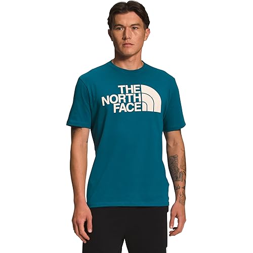 THE NORTH FACE Half Dome Mens Tshirt Blue Coral/Gardenia White Sz M