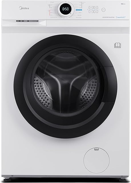 Midea MF10ED80B Freestanding Washer Dryer, Bright LED Display, Health Guard, Steam, 1400RPM, 8kg/5kg load, White