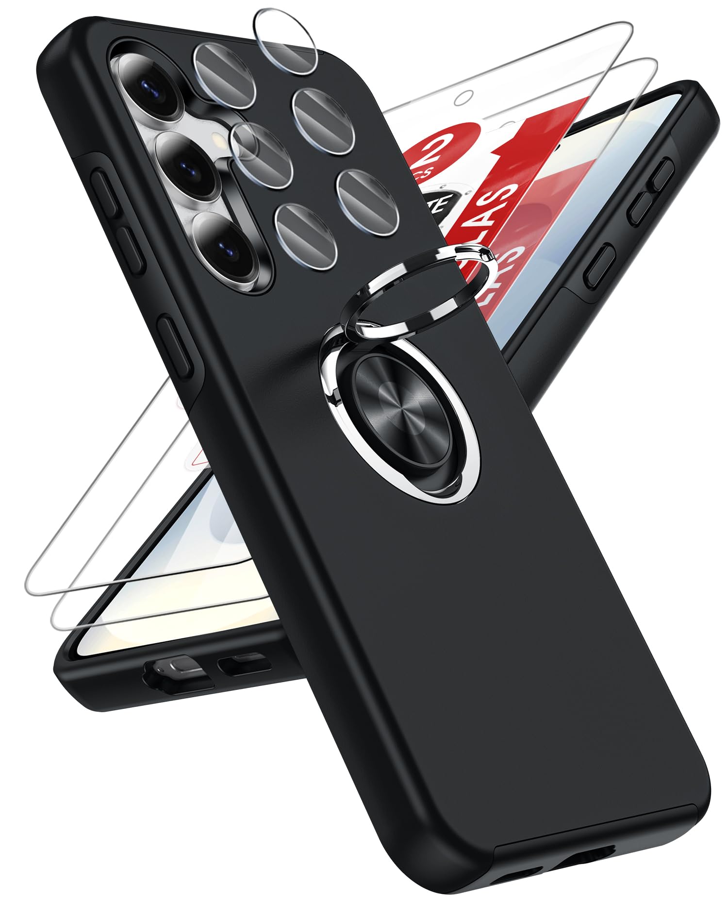 LeYi Hülle für Samsung Galaxy A 5G mit 2 Panzerglas Schutzfolien, Hybrid Schutzhülle Militär Standard Stoßfest Case Handy Hüllen Cover mit 360° Grad Ring Ständer für Samsung