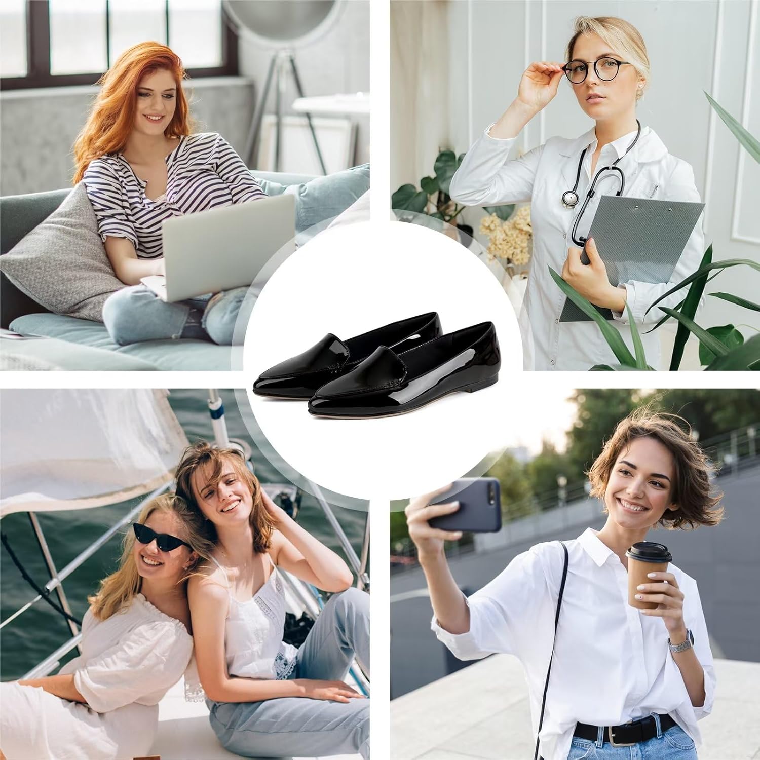 MUSSHOE Pointed Toe Flats for Women: Comfortable Business Casual Work Shoes - Soft Faux Suede Slip On Loafers with Arch Support for Office & Walking - Image 7