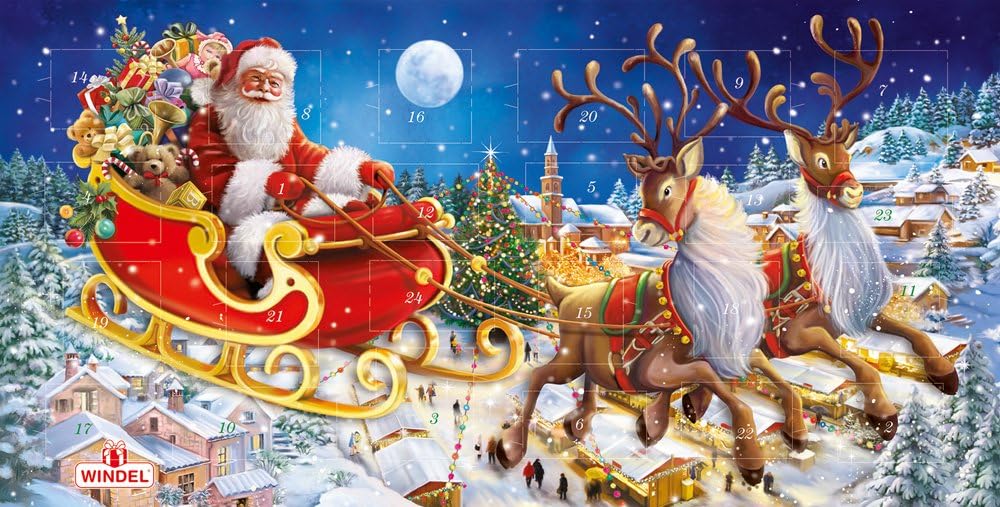Santa on His Way Milk Chocolate Advent Calendar (Cream Filled Chocolate)