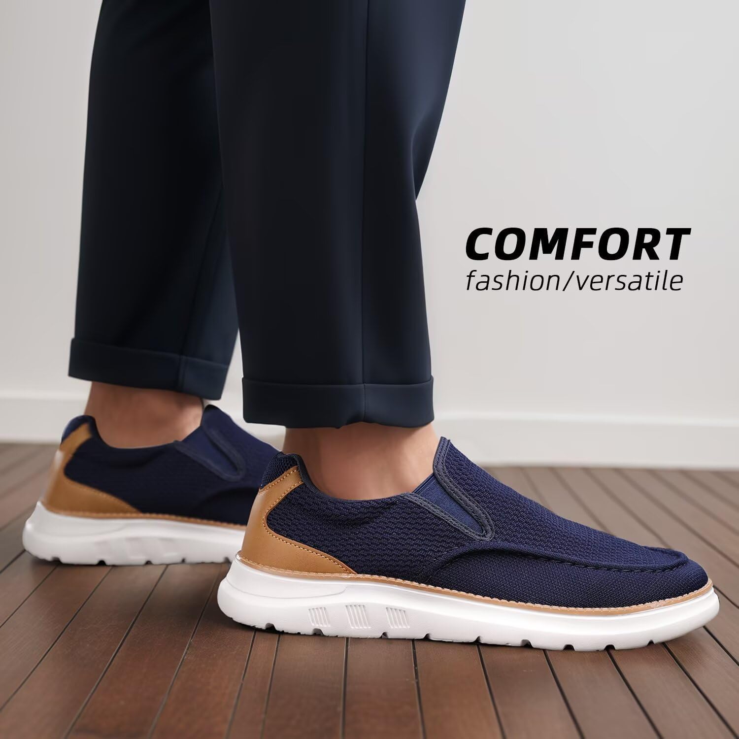 Mens Casual Loafers Slip-on Boat Mesh Walking Shoes Business Oxfords Sneakers Work Comfortable Lightweight Soft Sole - Image 2