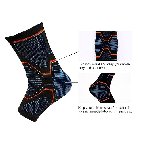 Miniatura 3 de Tobilleras con infusión de cobre, mangas de compresión para hombres y mujeres, estabilizador de tobillo para fascitis, esguinces, protección