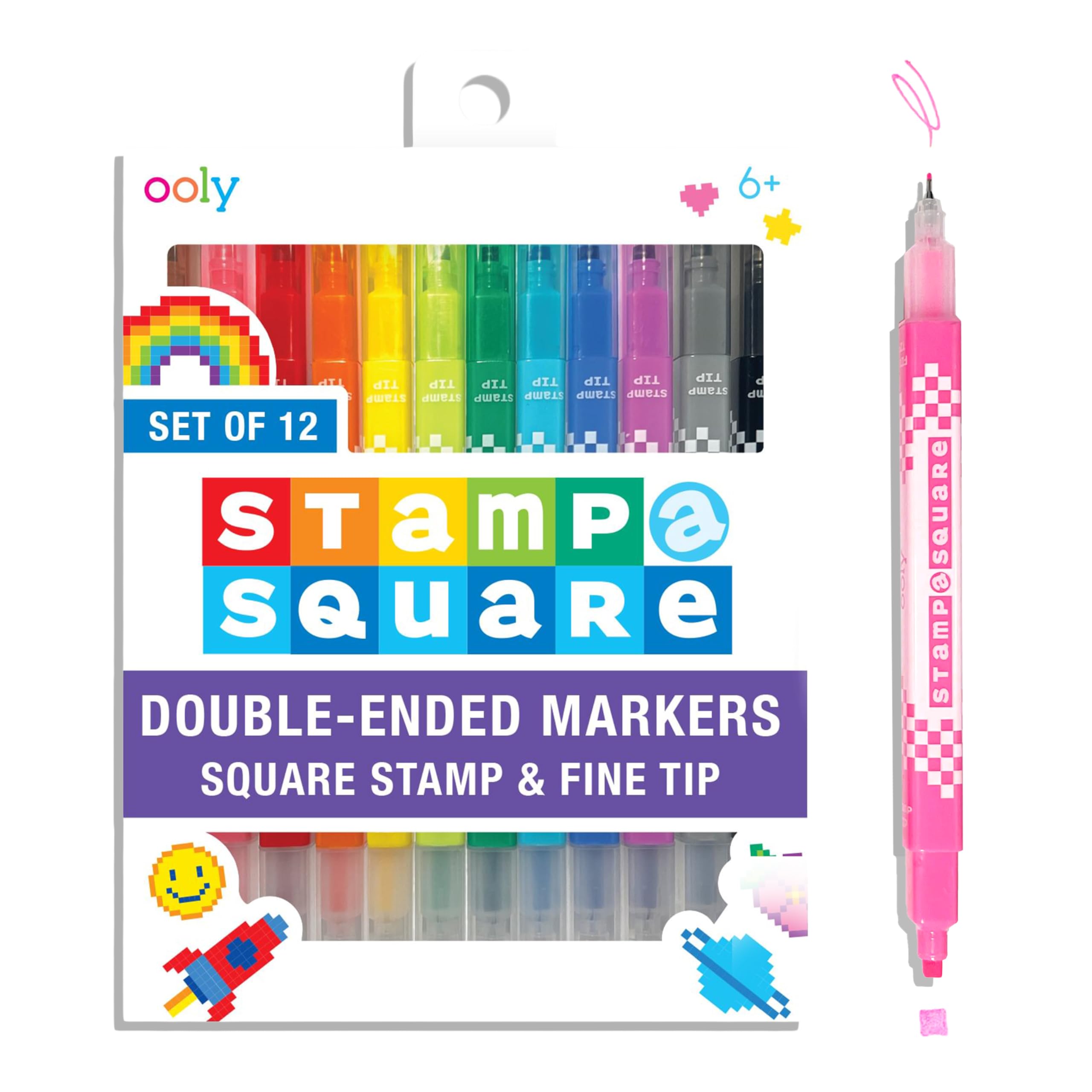 Amazon | Ooly (ウーリー) 両面正方形スタンプマーカー 12本 四角い